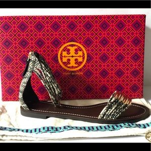 Tory Burch Snakeskin Print Embellished